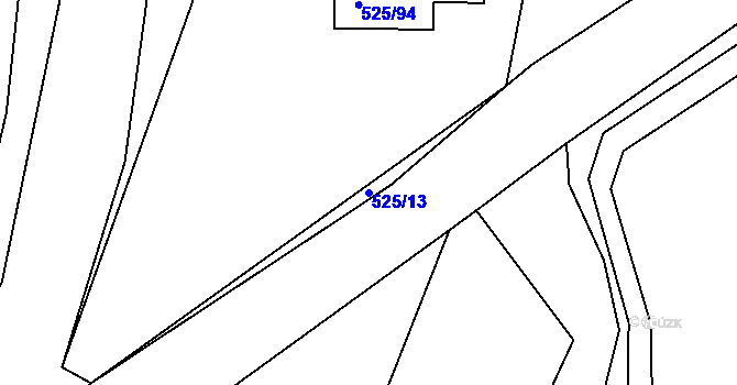 Parcela st. 525/13 v KÚ Dolany u Plzně, Katastrální mapa