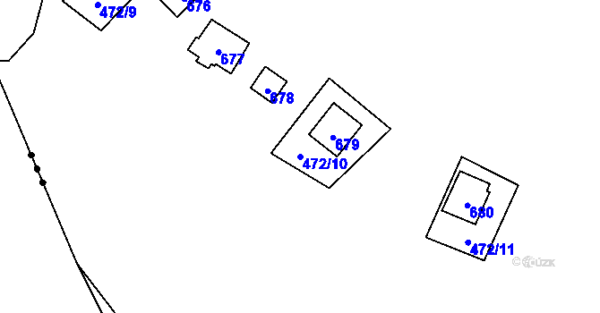 Parcela st. 472/10 v KÚ Dolany u Plzně, Katastrální mapa