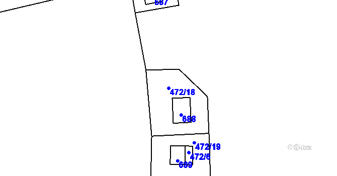 Parcela st. 472/18 v KÚ Dolany u Plzně, Katastrální mapa
