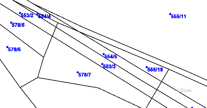 Parcela st. 554/5 v KÚ Dolany u Plzně, Katastrální mapa
