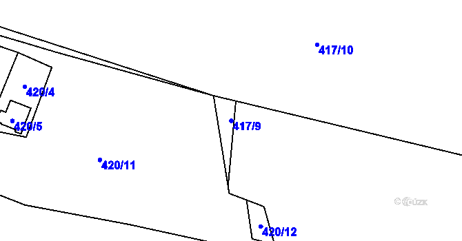 Parcela st. 417/9 v KÚ Dolany u Plzně, Katastrální mapa