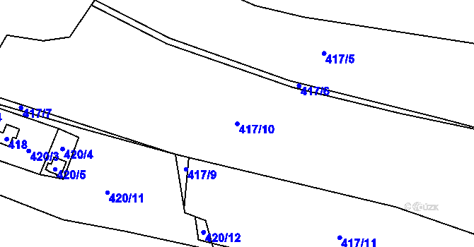 Parcela st. 417/10 v KÚ Dolany u Plzně, Katastrální mapa