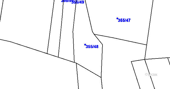 Parcela st. 355/48 v KÚ Dolany u Plzně, Katastrální mapa