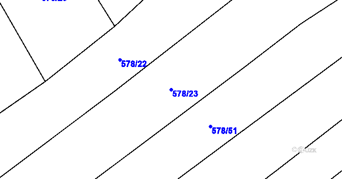 Parcela st. 578/23 v KÚ Dolany u Plzně, Katastrální mapa