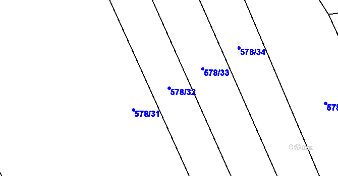 Parcela st. 578/32 v KÚ Dolany u Plzně, Katastrální mapa