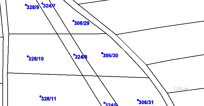 Parcela st. 306/30 v KÚ Dolany u Plzně, Katastrální mapa
