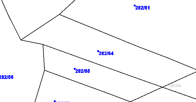 Parcela st. 282/64 v KÚ Dolany u Plzně, Katastrální mapa