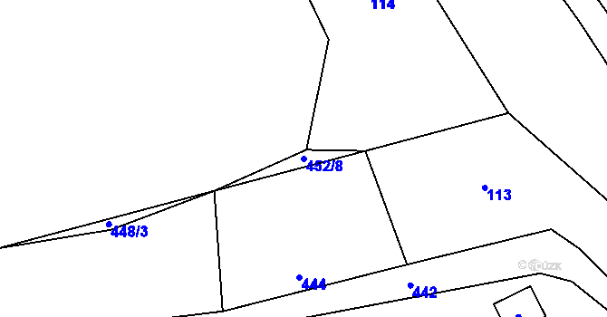 Parcela st. 452/8 v KÚ Dolany u Plzně, Katastrální mapa