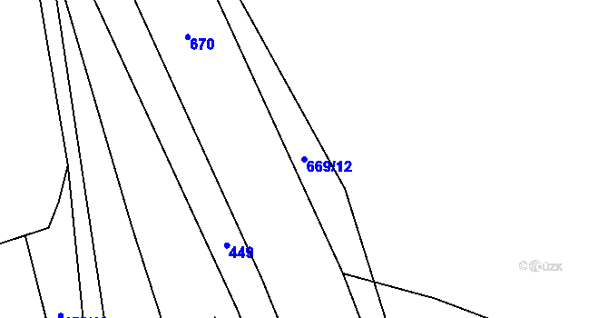 Parcela st. 669/12 v KÚ Dolany u Plzně, Katastrální mapa