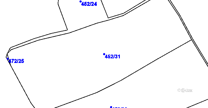 Parcela st. 452/31 v KÚ Dolany u Plzně, Katastrální mapa