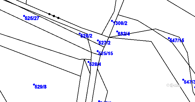 Parcela st. 525/15 v KÚ Dolany u Plzně, Katastrální mapa