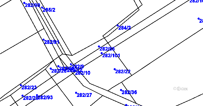 Parcela st. 282/101 v KÚ Dolany u Plzně, Katastrální mapa