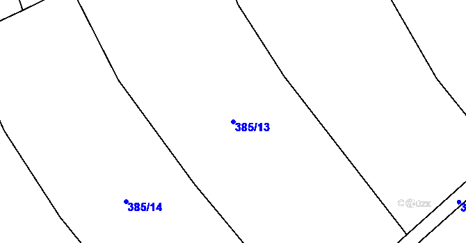 Parcela st. 385/13 v KÚ Dolany u Plzně, Katastrální mapa