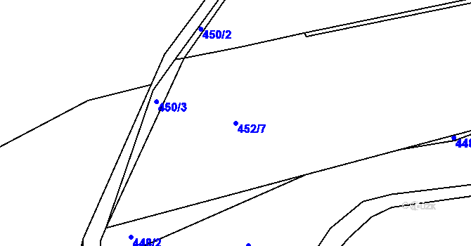 Parcela st. 452/7 v KÚ Dolany u Plzně, Katastrální mapa