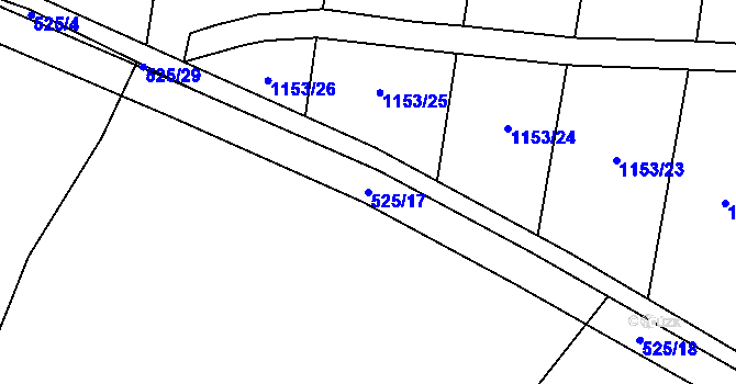 Parcela st. 525/17 v KÚ Dolany u Plzně, Katastrální mapa