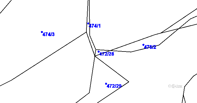 Parcela st. 472/28 v KÚ Dolany u Plzně, Katastrální mapa
