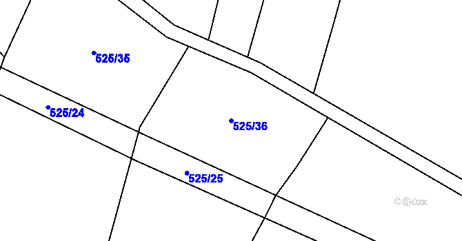 Parcela st. 525/36 v KÚ Dolany u Plzně, Katastrální mapa