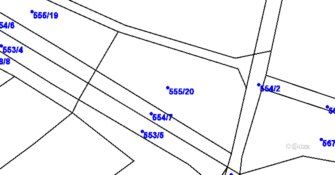 Parcela st. 555/20 v KÚ Dolany u Plzně, Katastrální mapa