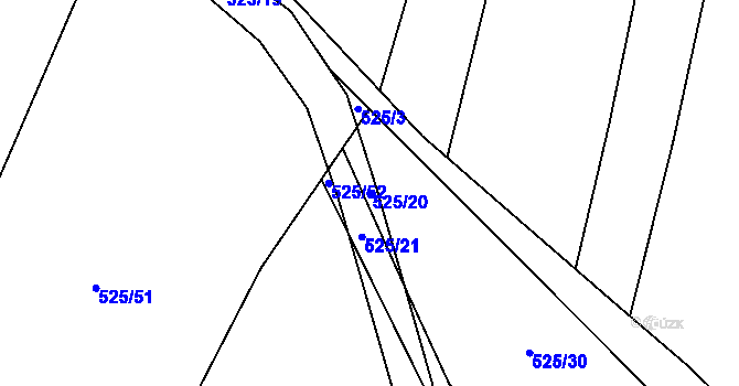 Parcela st. 525/20 v KÚ Dolany u Plzně, Katastrální mapa