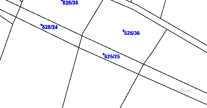 Parcela st. 525/25 v KÚ Dolany u Plzně, Katastrální mapa
