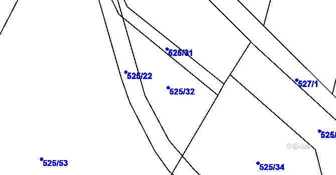 Parcela st. 525/32 v KÚ Dolany u Plzně, Katastrální mapa