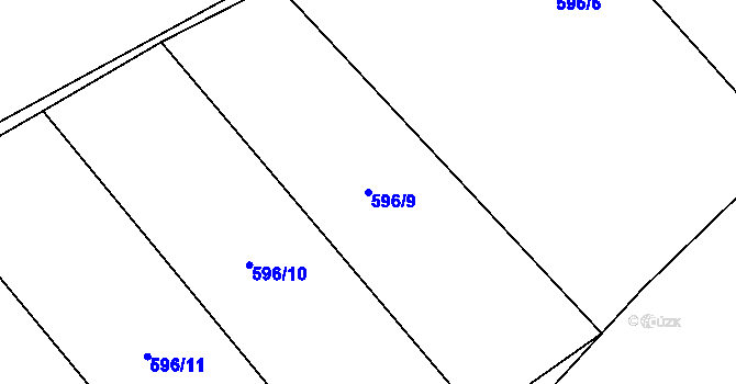 Parcela st. 596/9 v KÚ Dolany u Plzně, Katastrální mapa