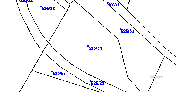 Parcela st. 525/34 v KÚ Dolany u Plzně, Katastrální mapa