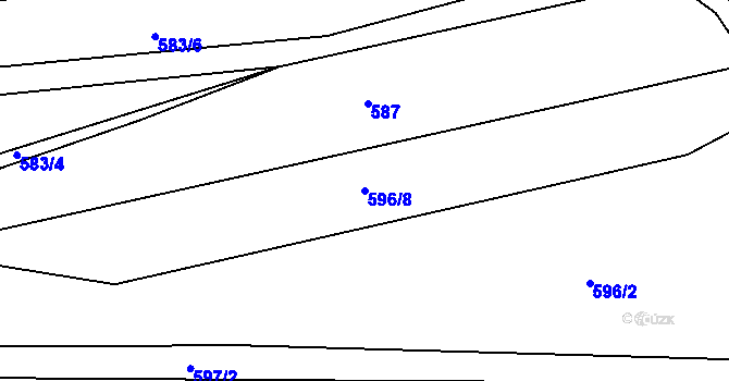 Parcela st. 596/8 v KÚ Dolany u Plzně, Katastrální mapa