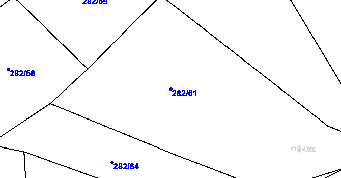 Parcela st. 282/61 v KÚ Dolany u Plzně, Katastrální mapa