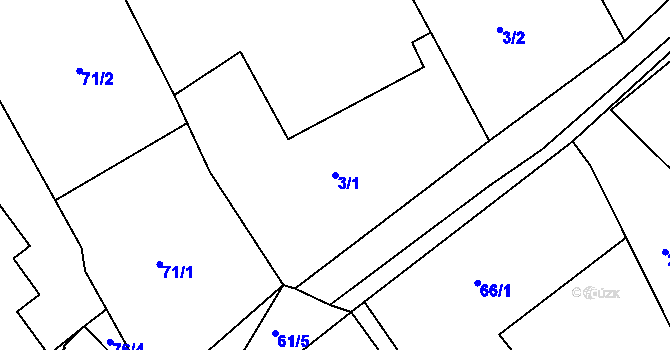Parcela st. 3/1 v KÚ Čáslavky, Katastrální mapa