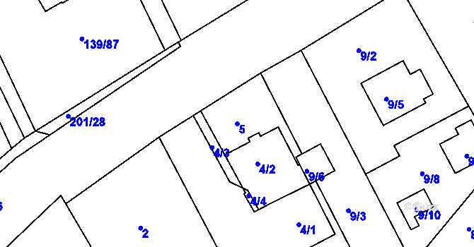Parcela st. 5 v KÚ Čáslavky, Katastrální mapa
