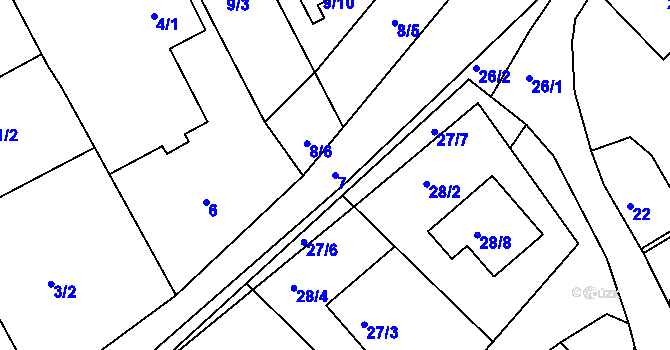 Parcela st. 7 v KÚ Čáslavky, Katastrální mapa