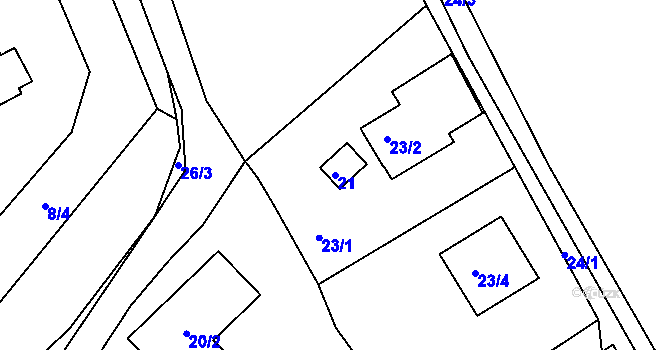 Parcela st. 21 v KÚ Čáslavky, Katastrální mapa