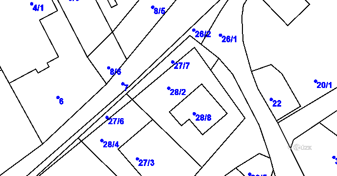 Parcela st. 28/2 v KÚ Čáslavky, Katastrální mapa