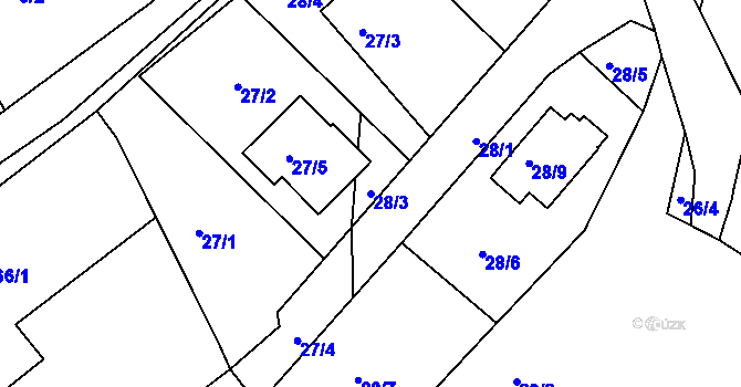Parcela st. 28/3 v KÚ Čáslavky, Katastrální mapa