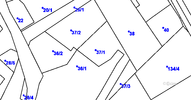 Parcela st. 37/1 v KÚ Čáslavky, Katastrální mapa