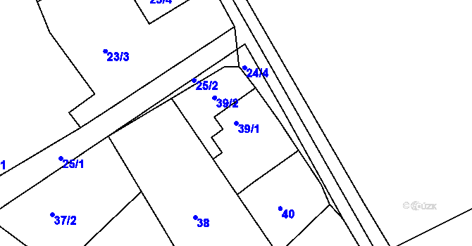 Parcela st. 39/1 v KÚ Čáslavky, Katastrální mapa