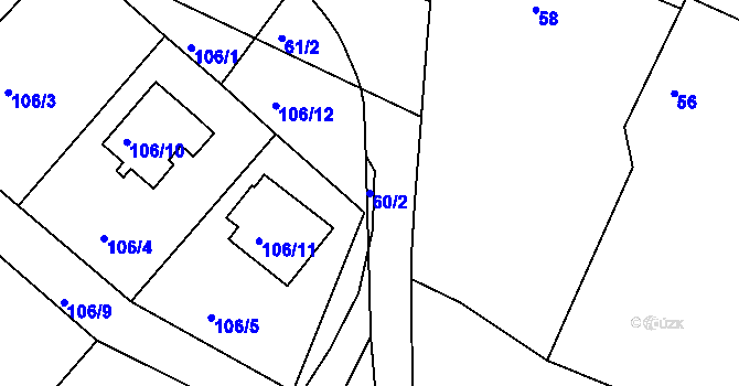 Parcela st. 60/2 v KÚ Čáslavky, Katastrální mapa