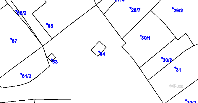 Parcela st. 64 v KÚ Čáslavky, Katastrální mapa