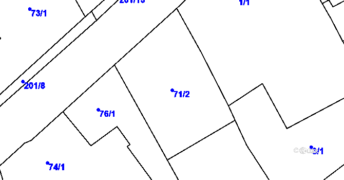 Parcela st. 71/2 v KÚ Čáslavky, Katastrální mapa