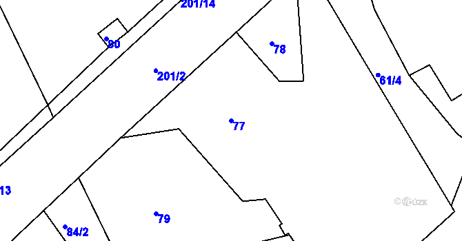 Parcela st. 77 v KÚ Čáslavky, Katastrální mapa