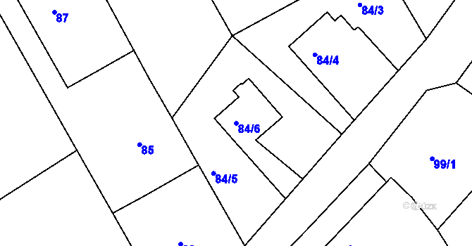 Parcela st. 84/6 v KÚ Čáslavky, Katastrální mapa
