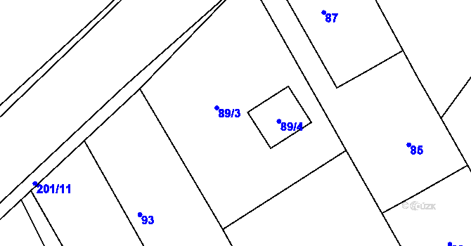 Parcela st. 89 v KÚ Čáslavky, Katastrální mapa