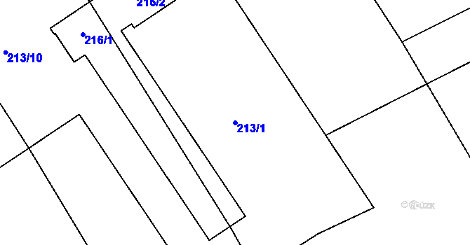 Parcela st. 213/1 v KÚ Čáslavky, Katastrální mapa