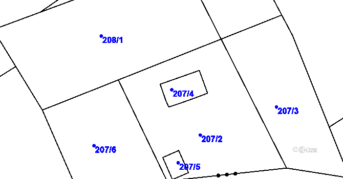 Parcela st. 207/4 v KÚ Čáslavky, Katastrální mapa