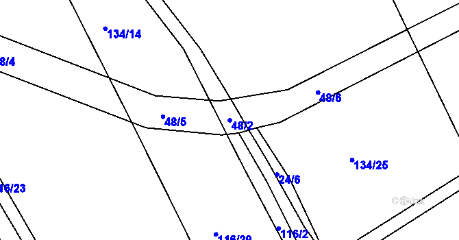 Parcela st. 48/2 v KÚ Čáslavky, Katastrální mapa