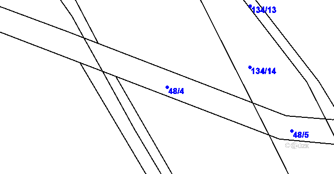 Parcela st. 48/4 v KÚ Čáslavky, Katastrální mapa