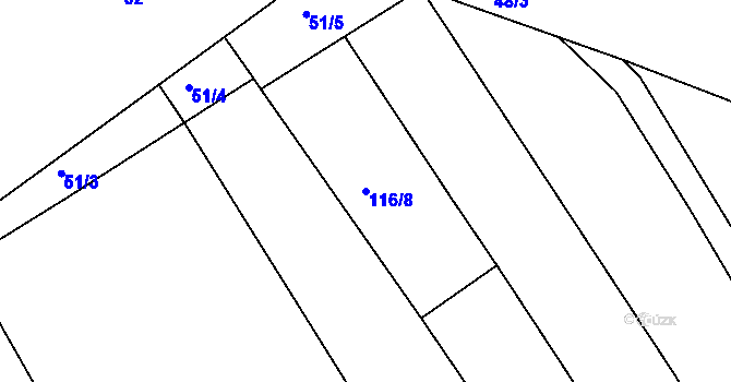 Parcela st. 116/8 v KÚ Čáslavky, Katastrální mapa