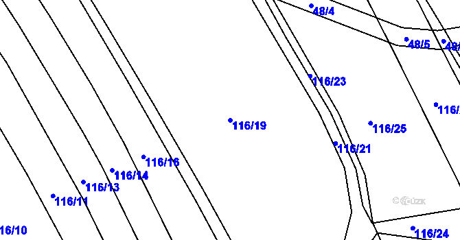 Parcela st. 116/19 v KÚ Čáslavky, Katastrální mapa