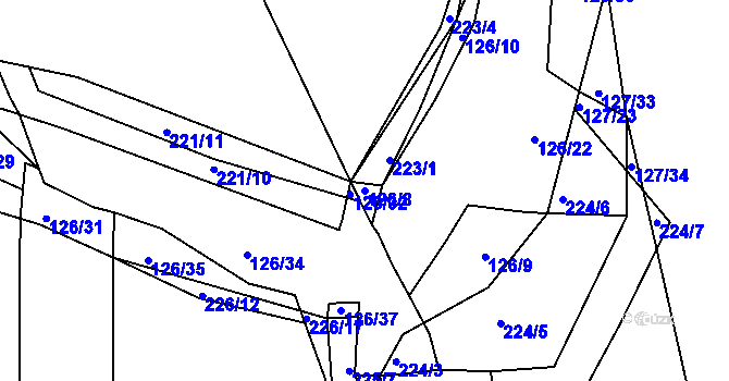 Parcela st. 126/8 v KÚ Čáslavky, Katastrální mapa